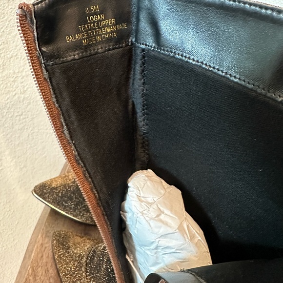 NICOLE MILLER NYC Logan Gold Glitter Pointed Toe Heeled Boot Sz 8.5 - Picture 11 of 11